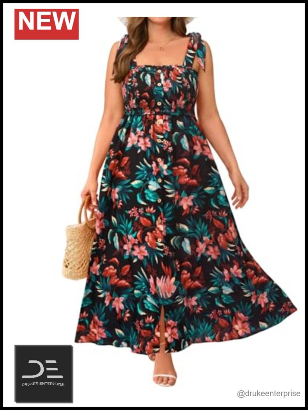 Floral Smocked Maxi Dress Plus Size